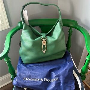 Dooney & Bourke Emerald Green Hobo Bag Logo Lock Sac NWT